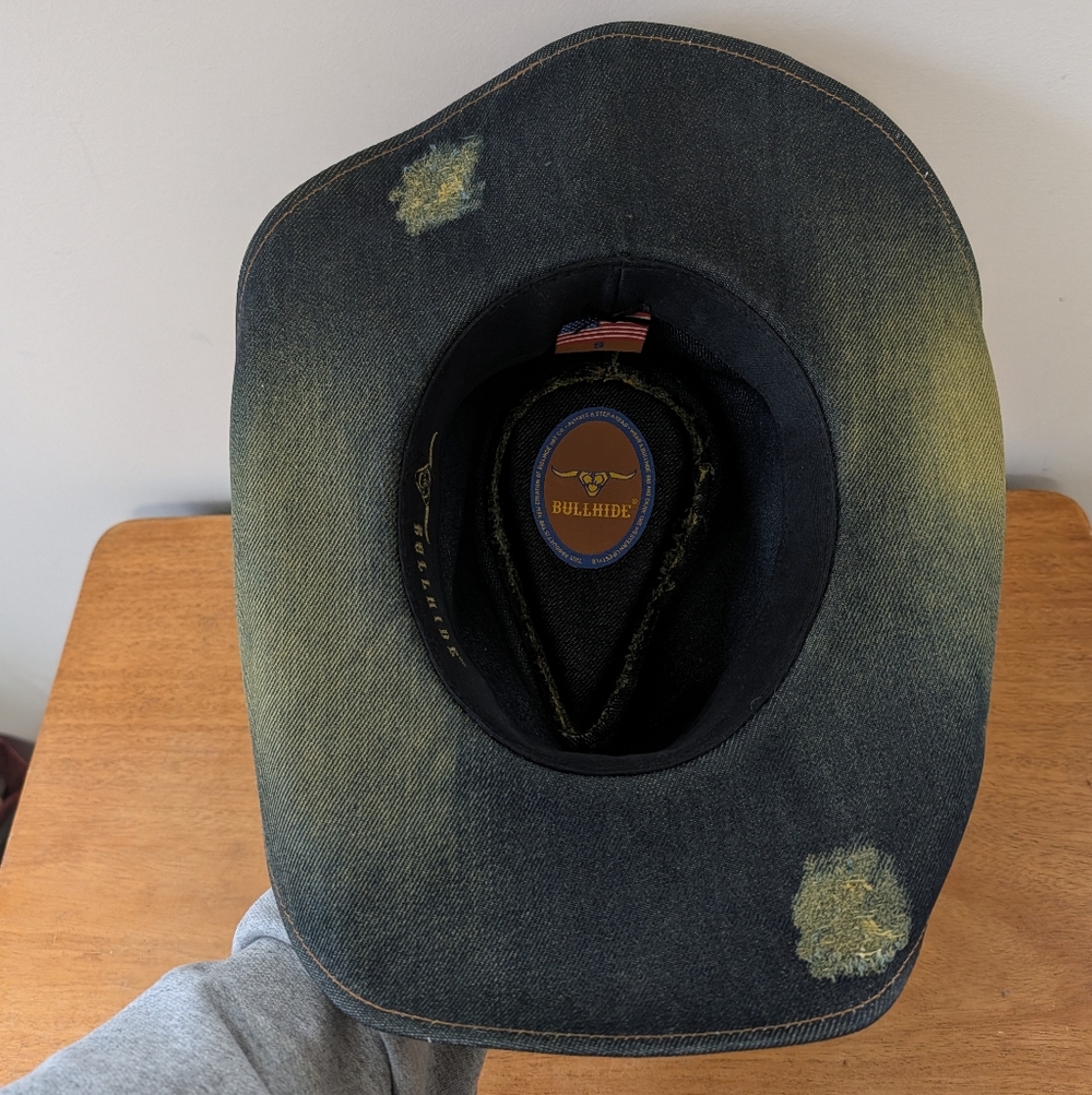 Bullhide Nonstop Cowboy Hat Denim Distressed Western Small - Picture 7 of 9